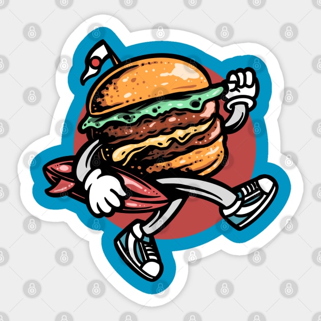 surfing burger cartoon Sticker by donipacoceng